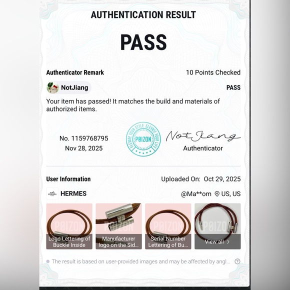 Hermes Brown Leather Bracelet w/Silver Clasp Hermes box /COA included see pic - Picture 4 of 10